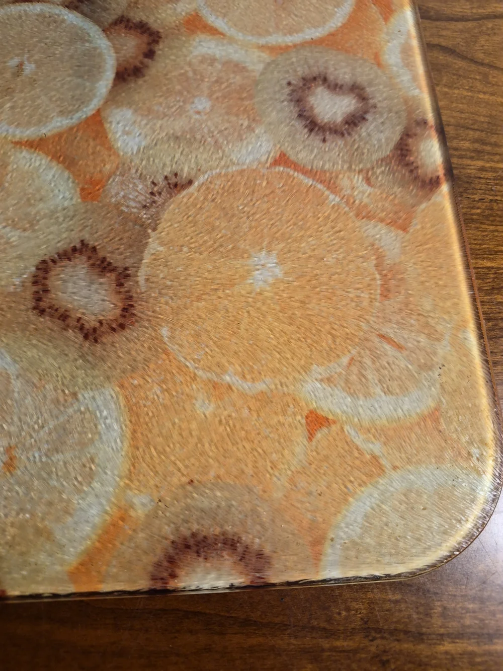 Citrus Slice Tempered Glass Cutting Board - Orange & Yellow,green